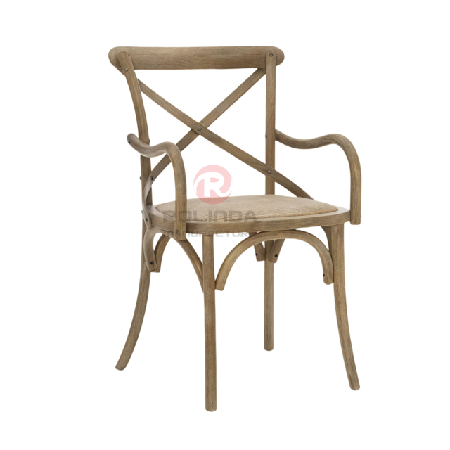 Dark living room Hotel rattan cushion solid wood cross back armchair