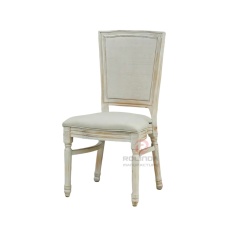 White restaurant banquet soft cushion rectangular backrest solid wood frame chair
