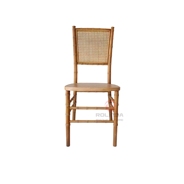 Burlywood banquet event wedding Rectangular grid backrest solid wood chair