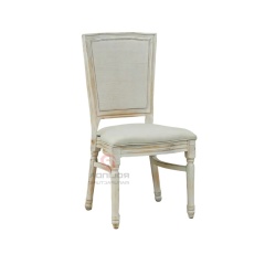 White restaurant banquet soft cushion rectangular backrest solid wood frame chair