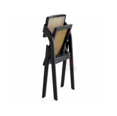 Black wedding hotel restaurant rattan backrest cushion solid wood folding chair