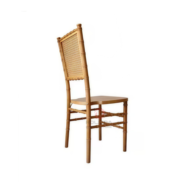 Burlywood banquet event wedding Rectangular grid backrest solid wood chair