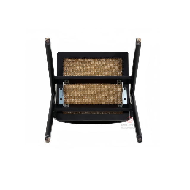 Black wedding hotel restaurant rattan backrest cushion solid wood folding chair