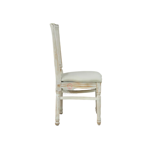 White restaurant banquet soft cushion rectangular backrest solid wood frame chair