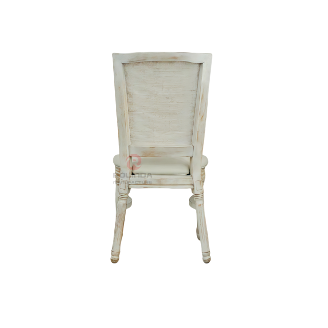 White restaurant banquet soft cushion rectangular backrest solid wood frame chair
