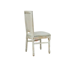 White restaurant banquet soft cushion rectangular backrest solid wood frame chair