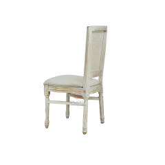 White restaurant banquet soft cushion rectangular backrest solid wood frame chair