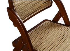 Reddish-brown restaurant banquet wedding rattan backrest cushion solid wood folding chair