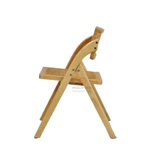 Light wood-colored living room party rattan backrest cushion solid wood frame folding chair