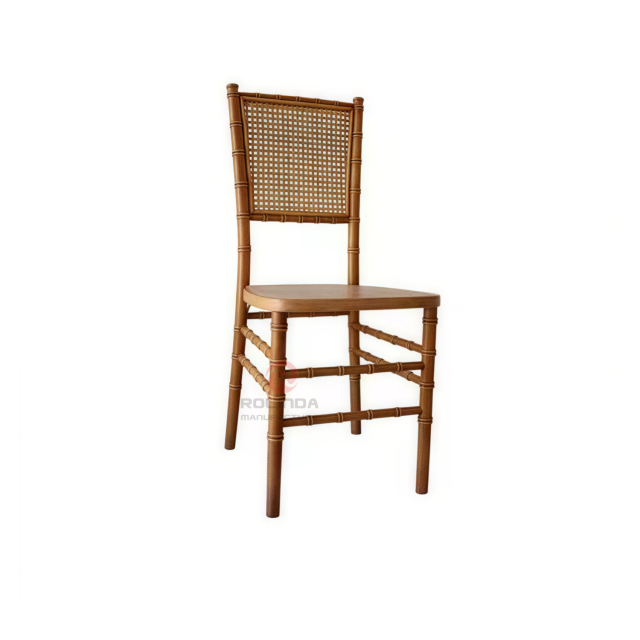 Burlywood banquet event wedding Rectangular grid backrest solid wood chair