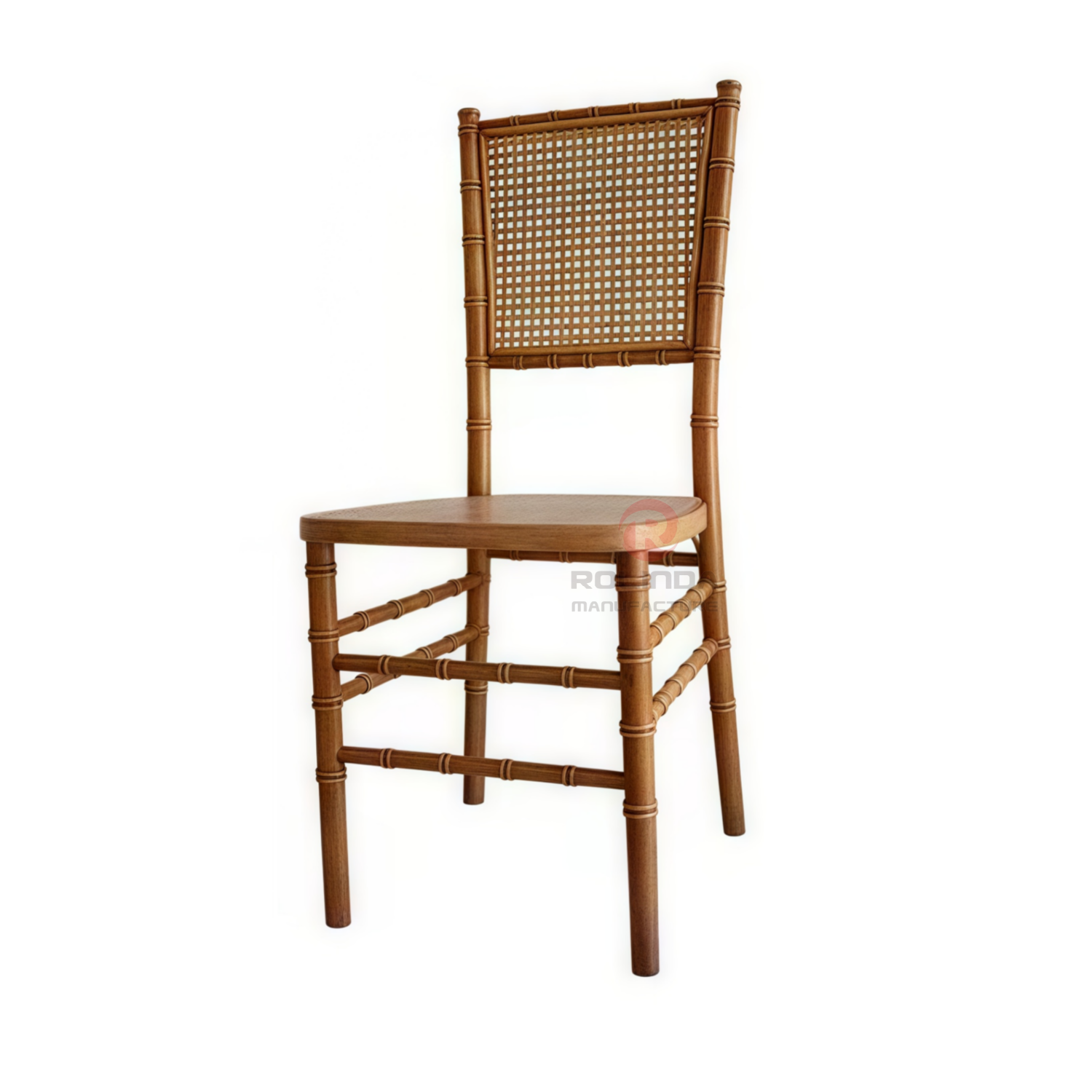 Burlywood banquet event wedding Rectangular grid backrest solid wood chair