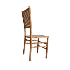 Burlywood banquet event wedding Rectangular grid backrest solid wood chair