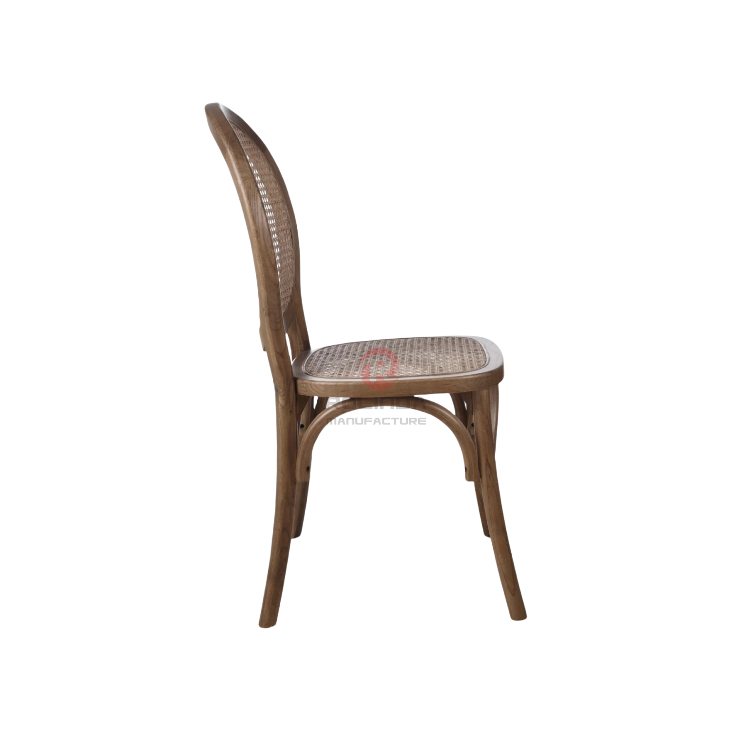 Dark-colored restaurant balcony wicker cushions round grid backrests solid wood chairs