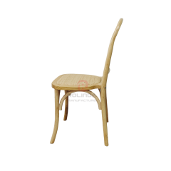 Wood color Tavern wedding banquet fan-shaped rattan backrest solid wood chair