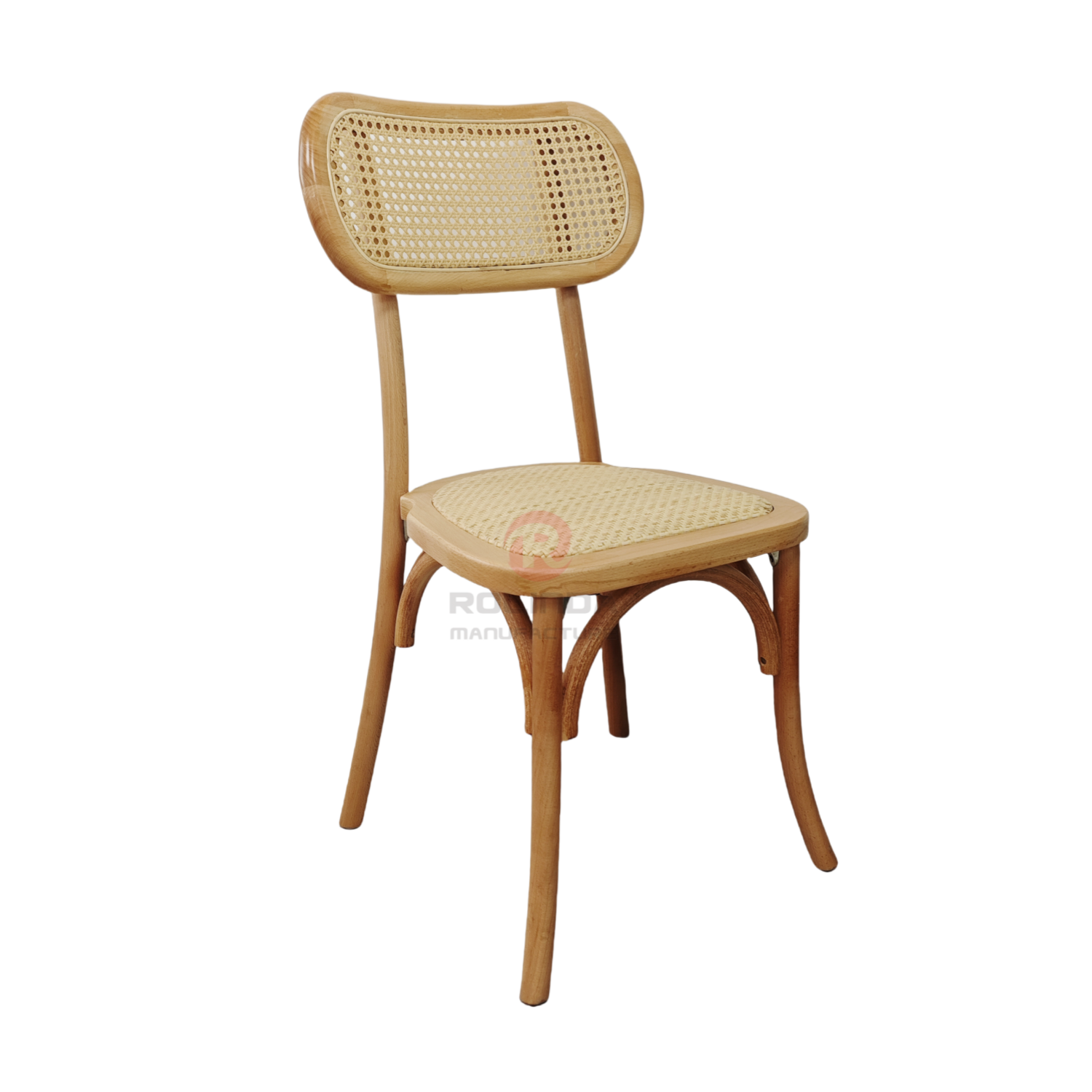 Natural wood color wedding tavern rattan cushions oval rattan backrests solid wood chairs