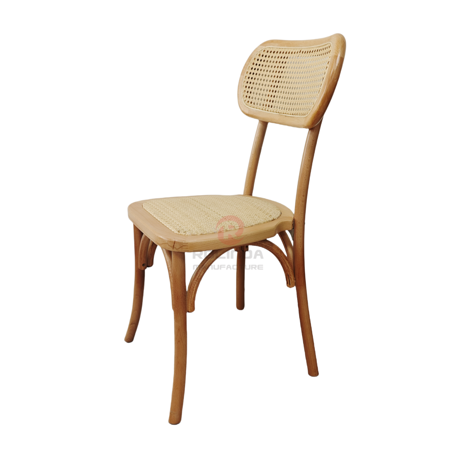 Natural wood color wedding tavern rattan cushions oval rattan backrests solid wood chairs