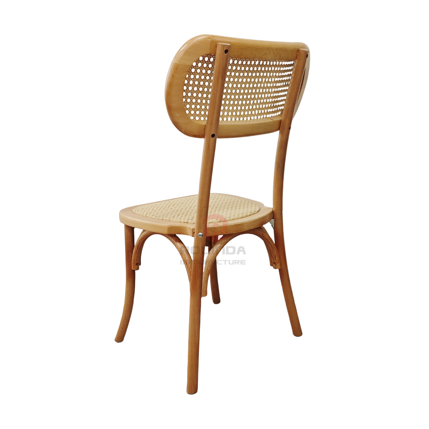 Natural wood color wedding tavern rattan cushions oval rattan backrests solid wood chairs