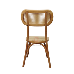 Natural wood color wedding tavern rattan cushions oval rattan backrests solid wood chairs