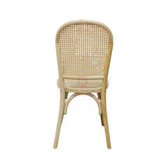 Wood color Tavern wedding banquet fan-shaped rattan backrest solid wood chair