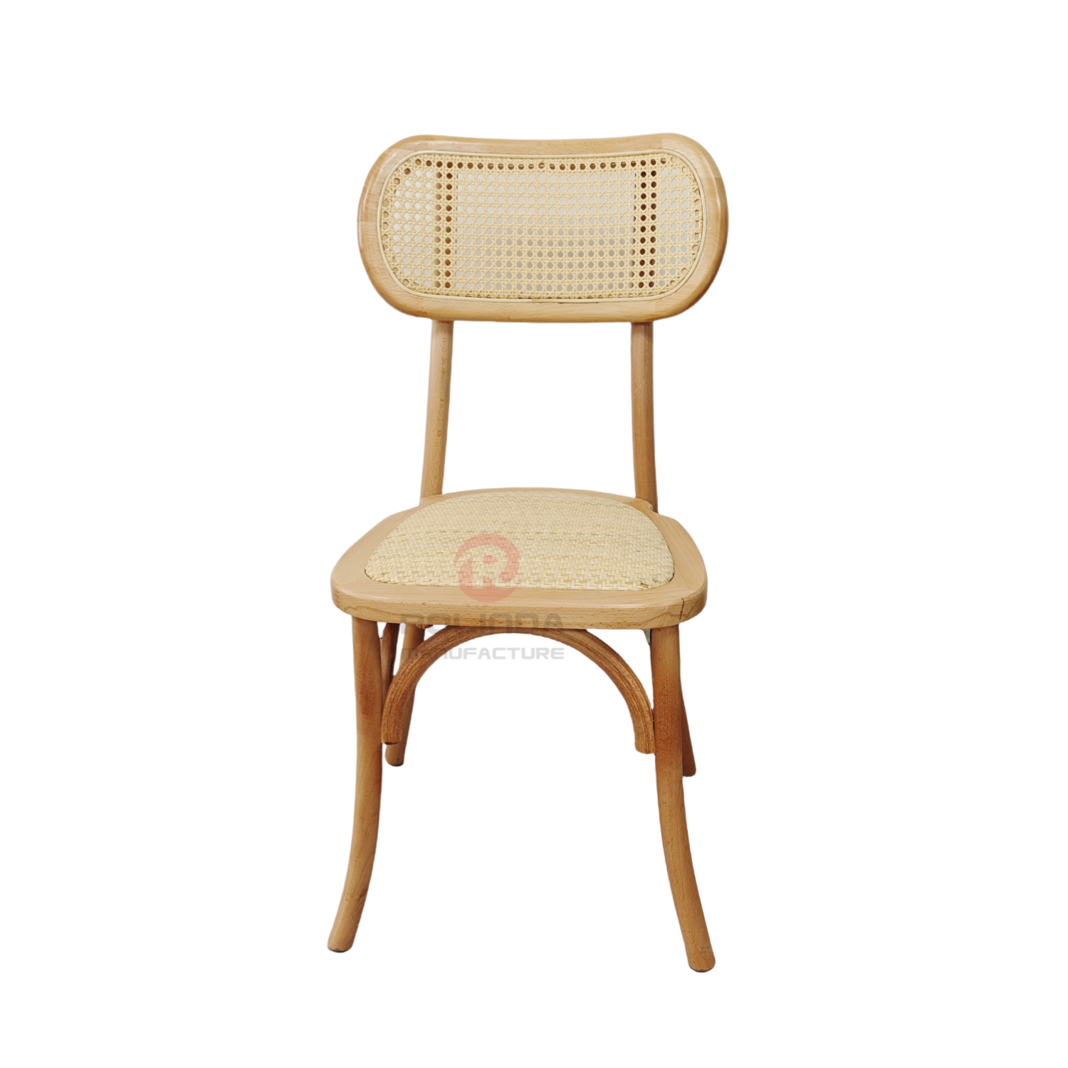 Natural wood color wedding tavern rattan cushions oval rattan backrests solid wood chairs