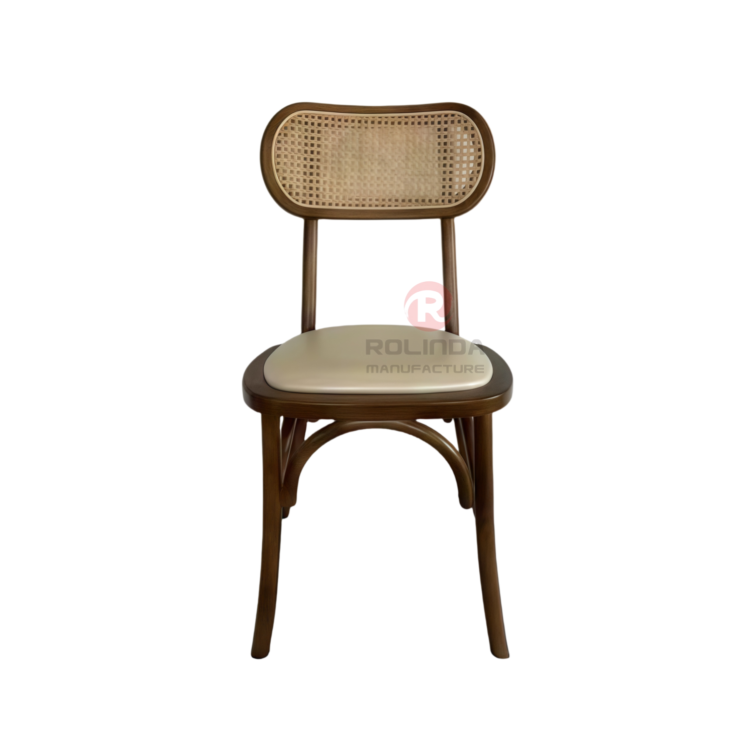 Black tavern banquet rattan cushion solid wood oval rattan backrest chair