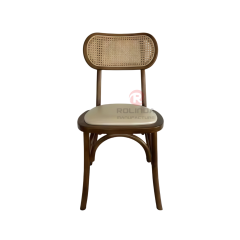 Black tavern banquet rattan cushion solid wood oval rattan backrest chair