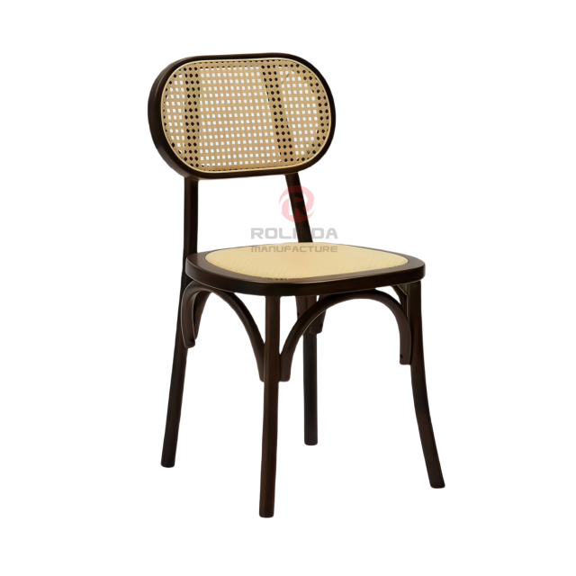Black tavern banquet rattan cushion solid wood oval rattan backrest chair