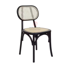 Black tavern banquet rattan cushion solid wood oval rattan backrest chair