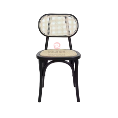 Black tavern banquet rattan cushion solid wood oval rattan backrest chair