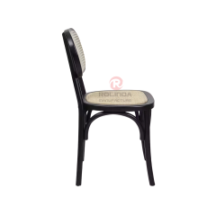 Black tavern banquet rattan cushion solid wood oval rattan backrest chair