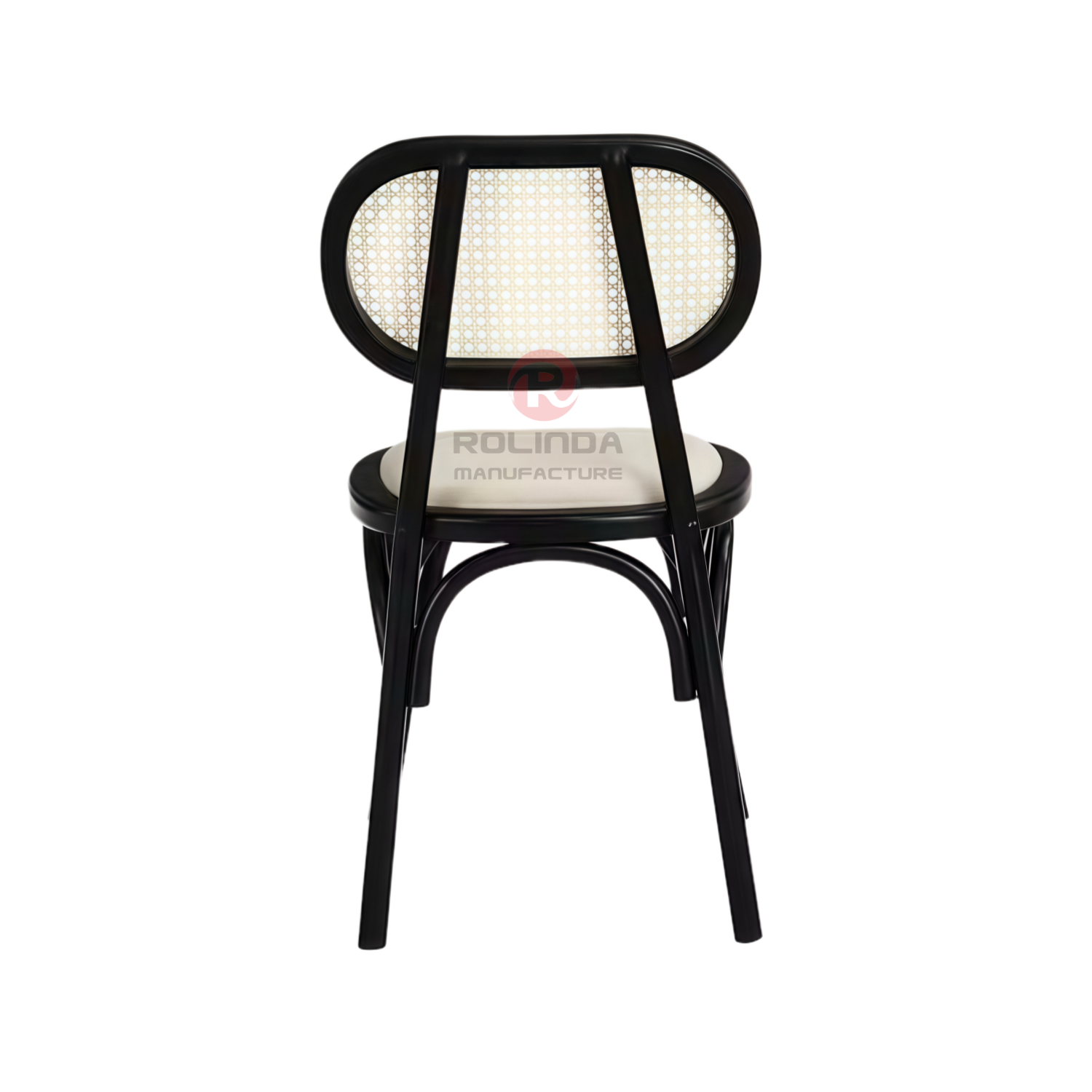 Black tavern banquet rattan cushion solid wood oval rattan backrest chair