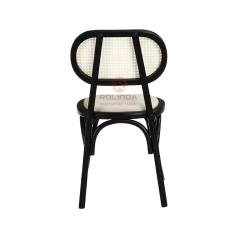 Black tavern banquet rattan cushion solid wood oval rattan backrest chair