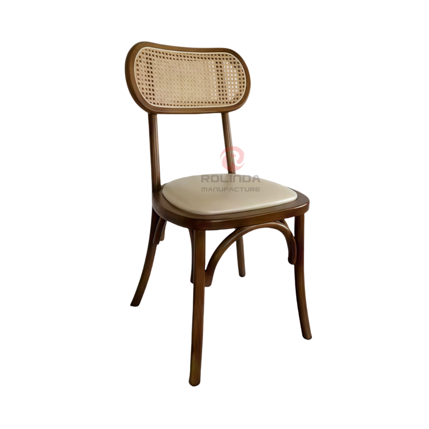 Black tavern banquet rattan cushion solid wood oval rattan backrest chair