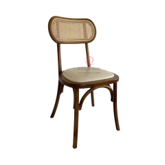 Black tavern banquet rattan cushion solid wood oval rattan backrest chair