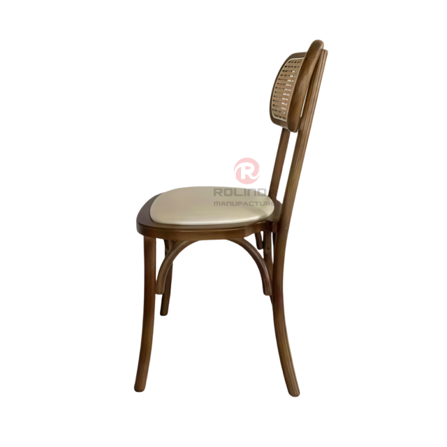 Black tavern banquet rattan cushion solid wood oval rattan backrest chair