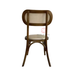 Black tavern banquet rattan cushion solid wood oval rattan backrest chair