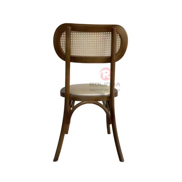 Black tavern banquet rattan cushion solid wood oval rattan backrest chair