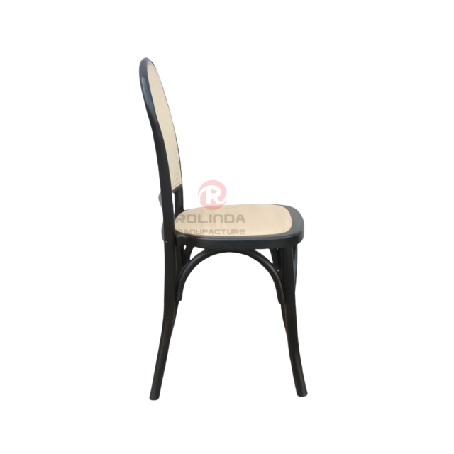 Black living room party rattan cushions fan-shaped rattan backrests solid wood chairs