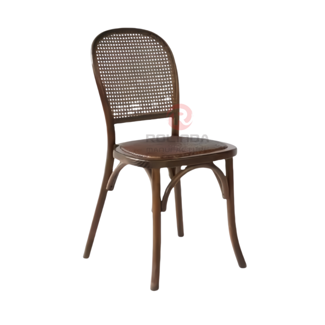 Black living room party rattan cushions fan-shaped rattan backrests solid wood chairs