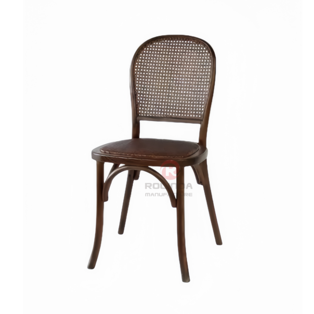 Black living room party rattan cushions fan-shaped rattan backrests solid wood chairs