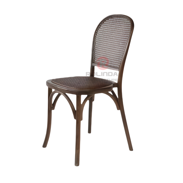 Black living room party rattan cushions fan-shaped rattan backrests solid wood chairs