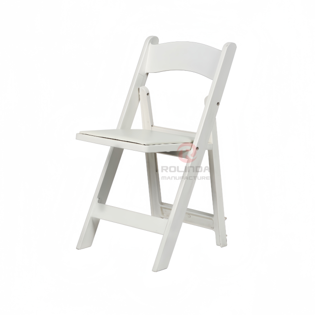 White portable outdoor garden banquet soft cushion Wimbledon chair resin folding chair