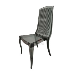 Modern smoky grey transparent crystal vertical striped backrest resin chair