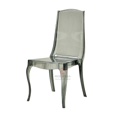Modern smoky grey transparent crystal vertical striped backrest resin chair