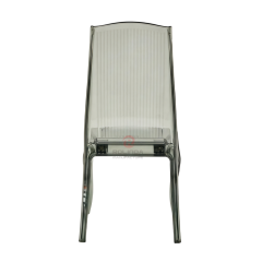 Modern smoky grey transparent crystal vertical striped backrest resin chair