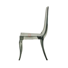 Modern smoky grey transparent crystal vertical striped backrest resin chair