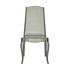 Modern smoky grey transparent crystal vertical striped backrest resin chair
