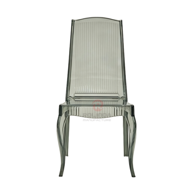 Modern smoky grey transparent crystal vertical striped backrest resin chair