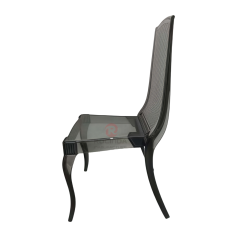 Modern smoky grey transparent crystal vertical striped backrest resin chair