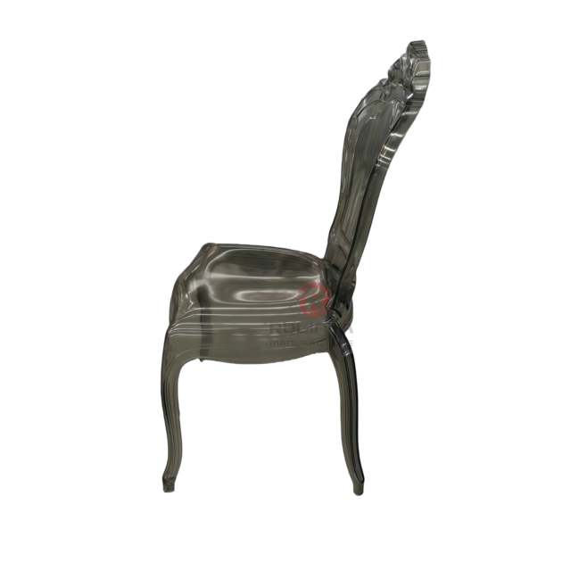 Smoke grey wedding party garden transparent crystal crown backrest resin chair